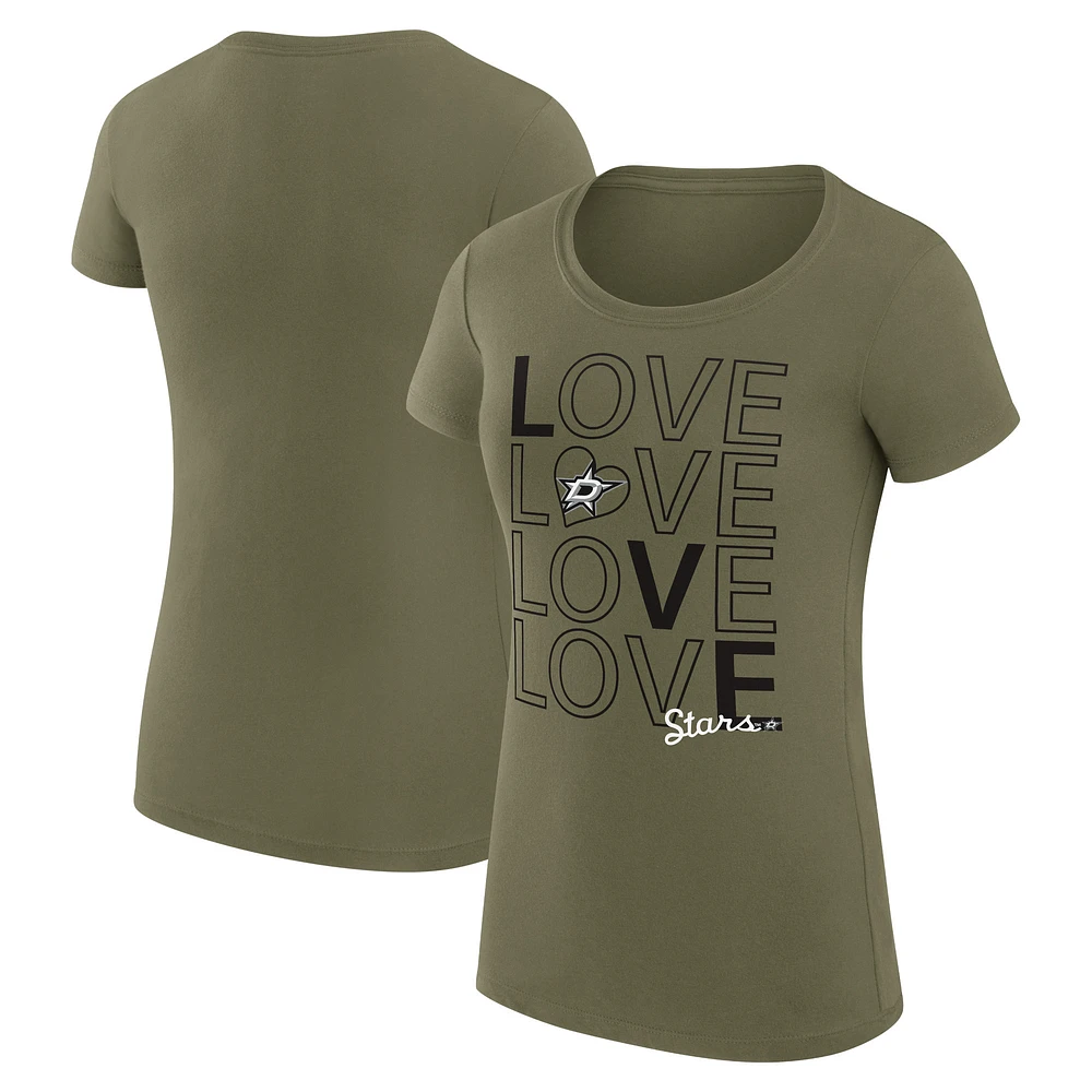 Women's G-III 4Her by Carl Banks Green Dallas Stars Super-Slim Fit Lightweight Hockey Love T-Shirt
