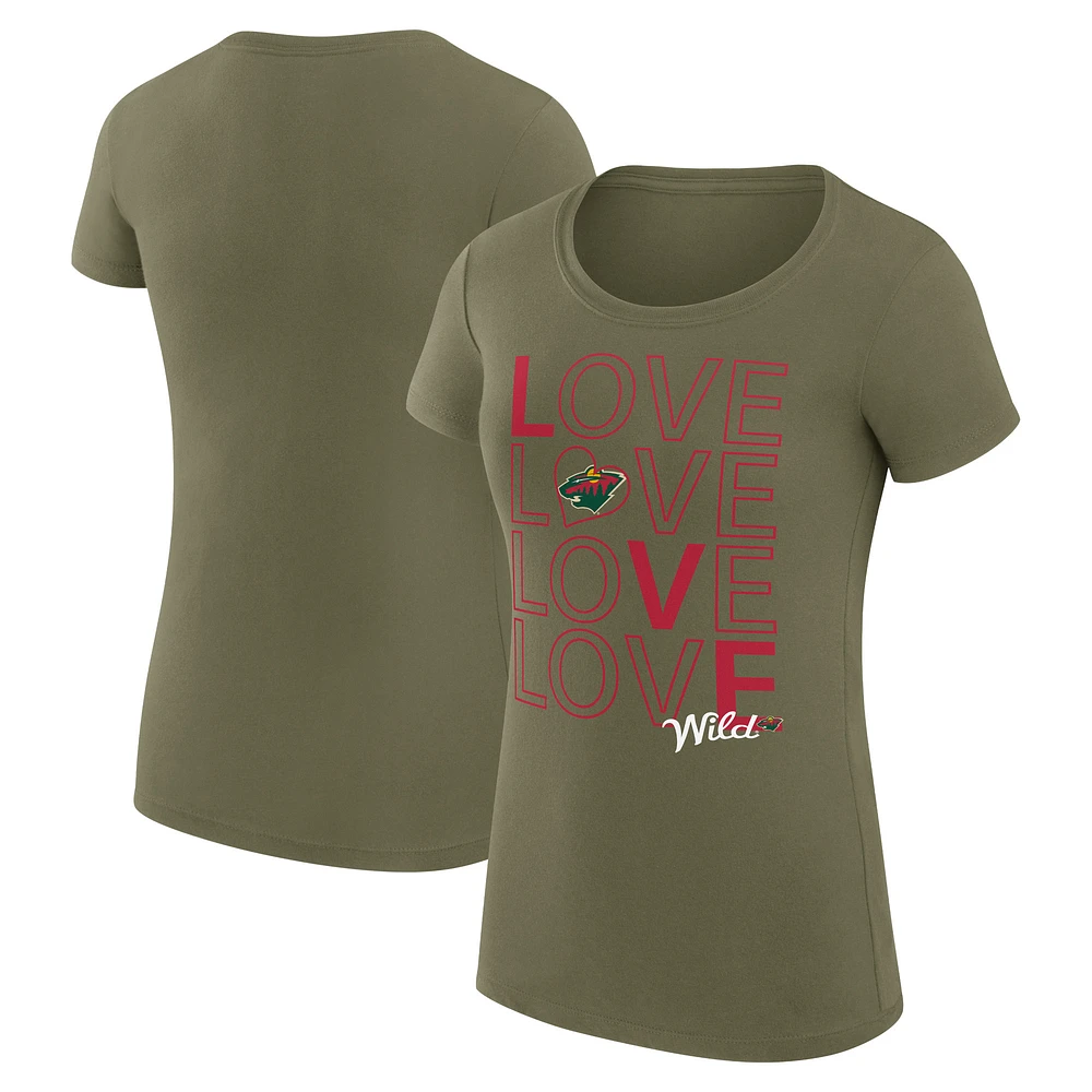 Women's G-III 4Her by Carl Banks Green Minnesota Wild Super-Slim Fit Lightweight Hockey Love T-Shirt