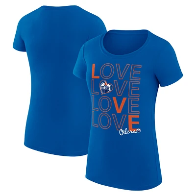 Women's G-III 4Her by Carl Banks Royal Edmonton Oilers Super-Slim Fit Lightweight Hockey Love T-Shirt