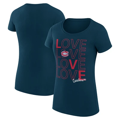 Women's G-III 4Her by Carl Banks  Navy Montreal Canadiens Hockey Love Fitted T-Shirt