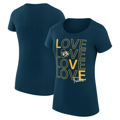 Women's G-III 4Her by Carl Banks  Navy Nashville Predators Hockey Love Fitted T-Shirt
