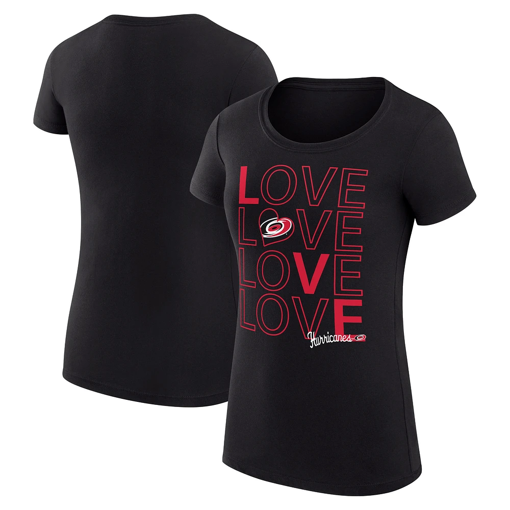 Women's G-III 4Her by Carl Banks Black Carolina Hurricanes Super-Slim Fit Lightweight Hockey Love T-Shirt