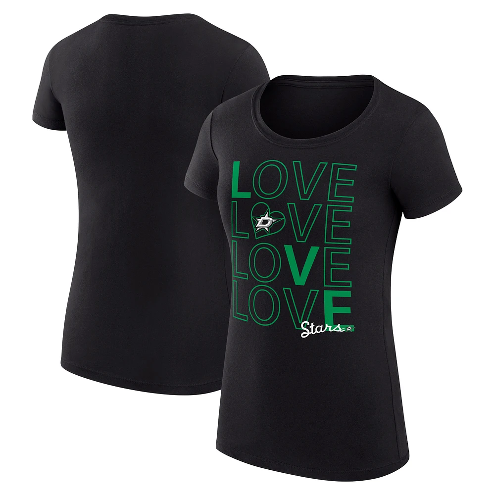 Women's G-III 4Her by Carl Banks Black Dallas Stars Super-Slim Fit Lightweight Hockey Love T-Shirt