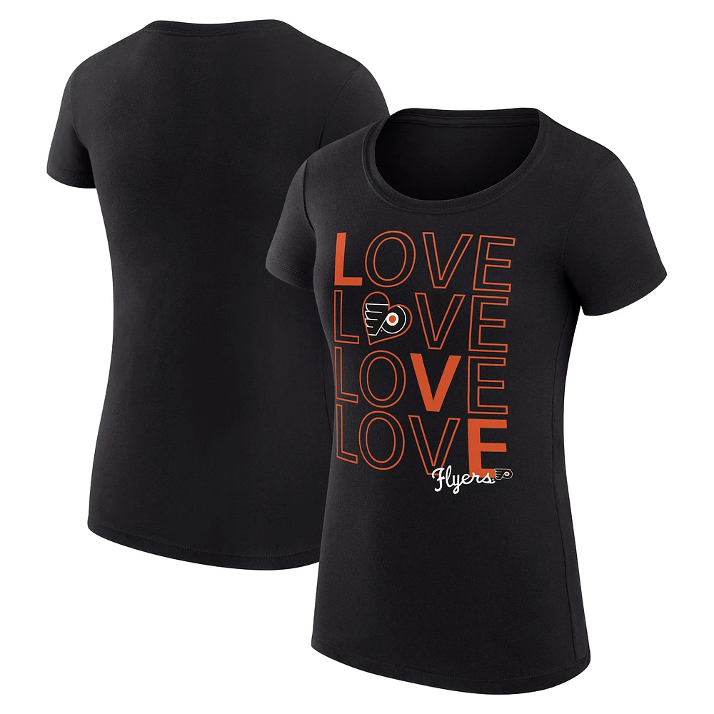 Women's G-III 4Her by Carl Banks Black Philadelphia Flyers Super-Slim Fit Lightweight Hockey Love T-Shirt