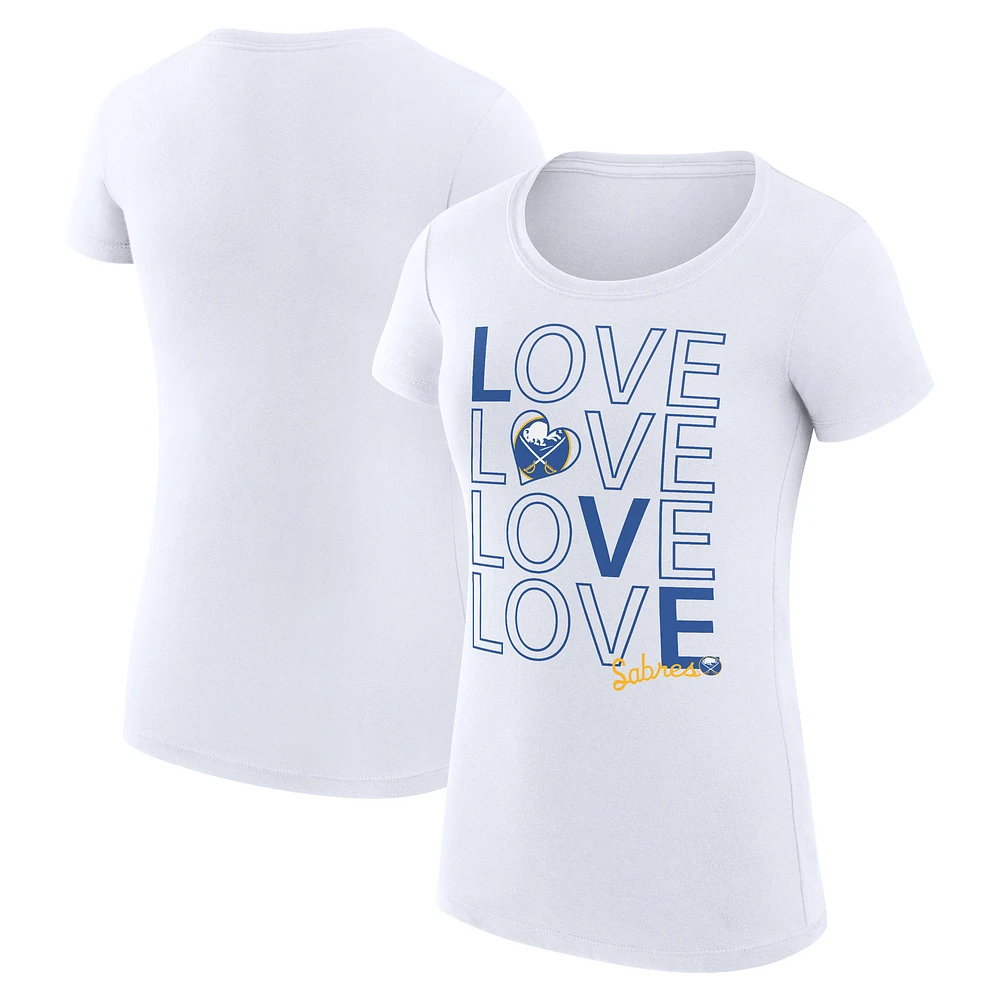 Women's G-III 4Her by Carl Banks White Buffalo Sabres Super-Slim Fit Lightweight Hockey Love T-Shirt