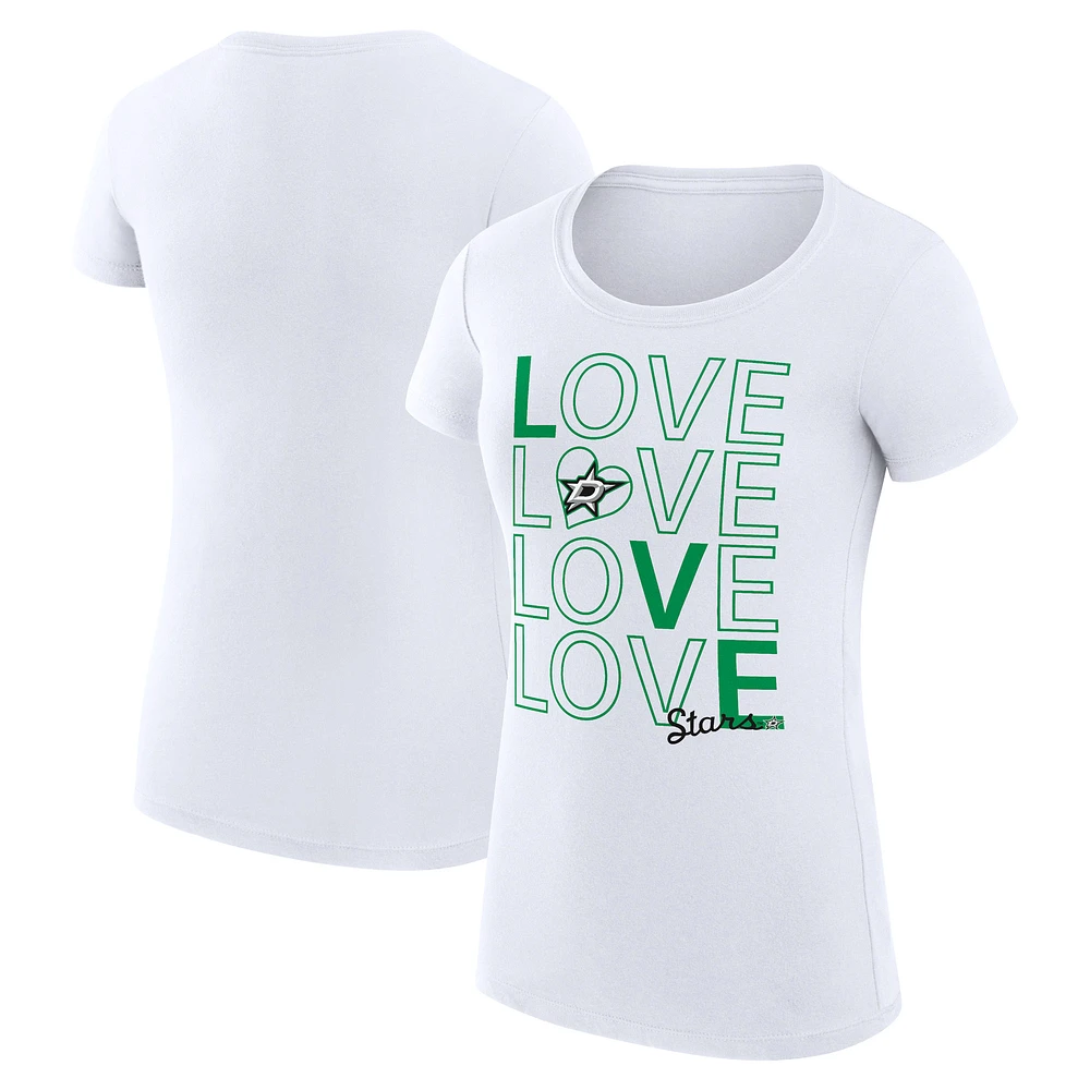 Women's G-III 4Her by Carl Banks White Dallas Stars Super-Slim Fit Lightweight Hockey Love T-Shirt
