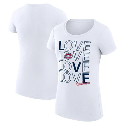 Women's G-III 4Her by Carl Banks  White Montreal Canadiens Hockey Love Fitted T-Shirt
