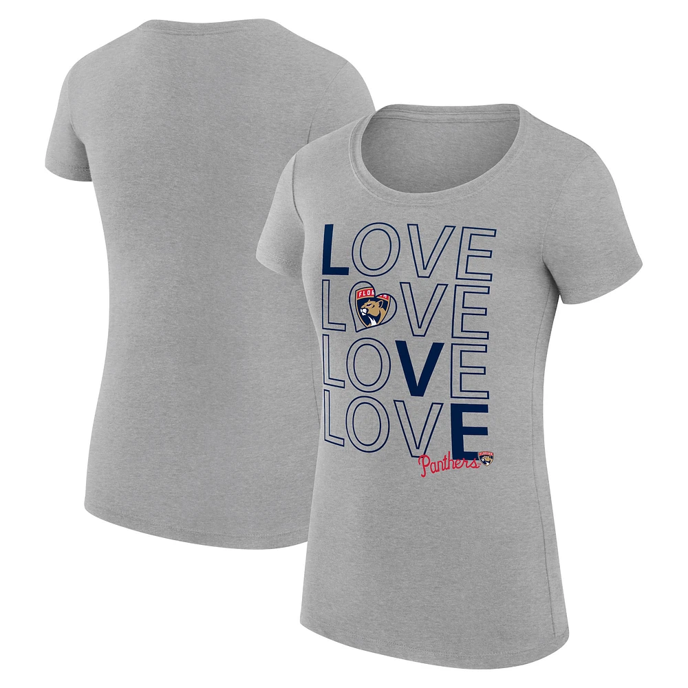 Women's G-III 4Her by Carl Banks Heather Gray Florida Panthers Super-Slim Fit Lightweight Hockey Love T-Shirt