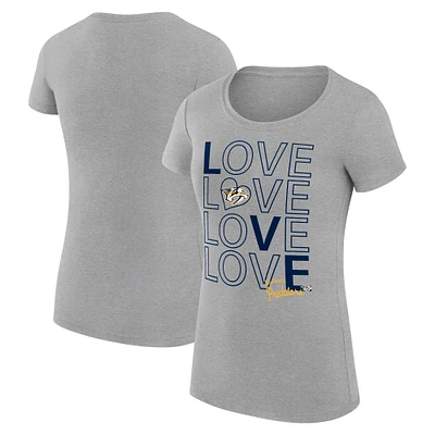 Women's G-III 4Her by Carl Banks  Heather Gray Nashville Predators Hockey Love Fitted T-Shirt