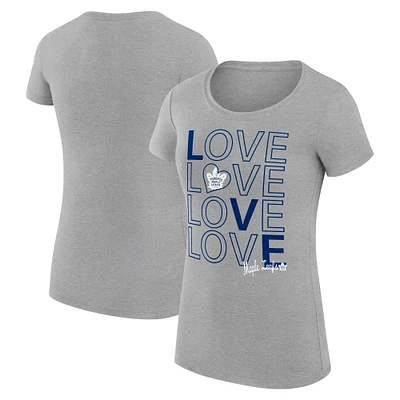 Women's G-III 4Her by Carl Banks Heather Gray Toronto Maple Leafs Super-Slim Fit Lightweight Hockey Love T-Shirt