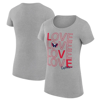 Women's G-III 4Her by Carl Banks Heather Gray Washington Capitals Super-Slim Fit Lightweight Hockey Love T-Shirt