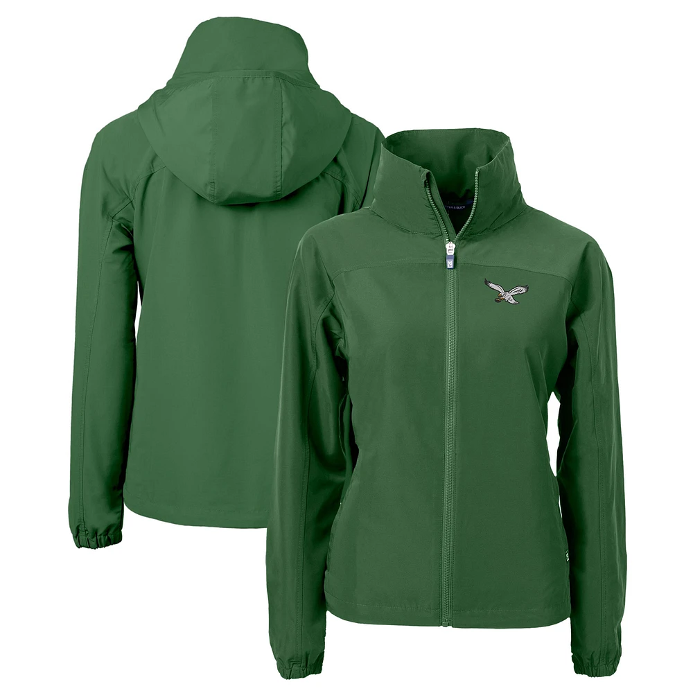 Women's Cutter & Buck Hunter Green Philadelphia Eagles Throwback Charter Eco Recycled Full-Zip Jacket