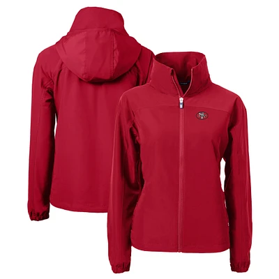 Women's Cutter & Buck Scarlet San Francisco 49ers Throwback Charter Eco Recycled Full-Zip Jacket