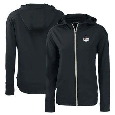 Women's Cutter & Buck Black Arizona Cardinals Throwback Daybreak Eco Recycled Half-Zip Hoodie