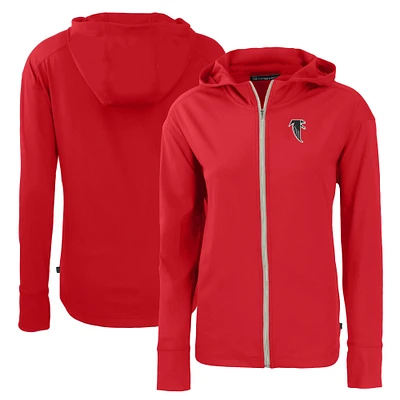 Women's Cutter & Buck Red Atlanta Falcons Throwback Daybreak Eco Recycled Half-Zip Hoodie