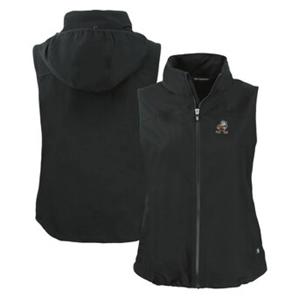 Women's Cutter & Buck Black Cleveland Browns Throwback Charter Eco Full-Zip Vest