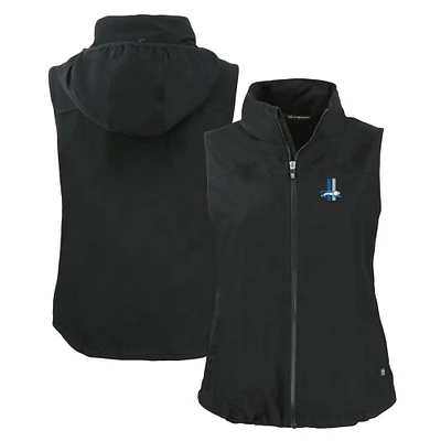 Women's Cutter & Buck Black Detroit Lions Throwback Charter Eco Full-Zip Vest