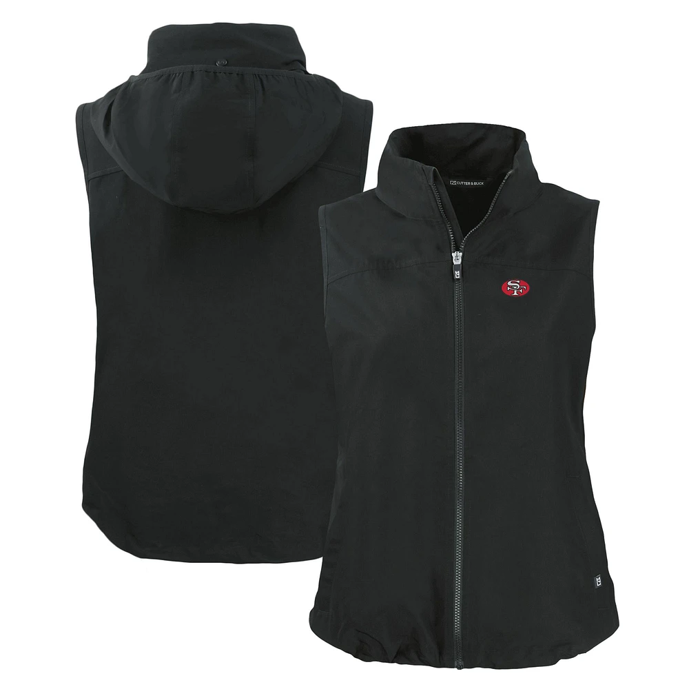 Women's Cutter & Buck Black San Francisco 49ers Throwback Charter Eco Full-Zip Vest