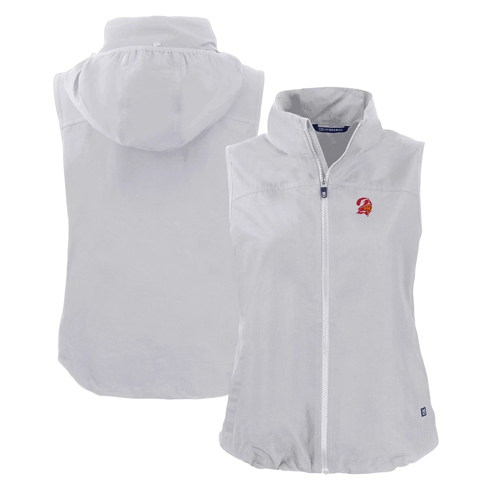 Women's Cutter & Buck Gray Tampa Bay Buccaneers Throwback Charter Eco Full-Zip Vest