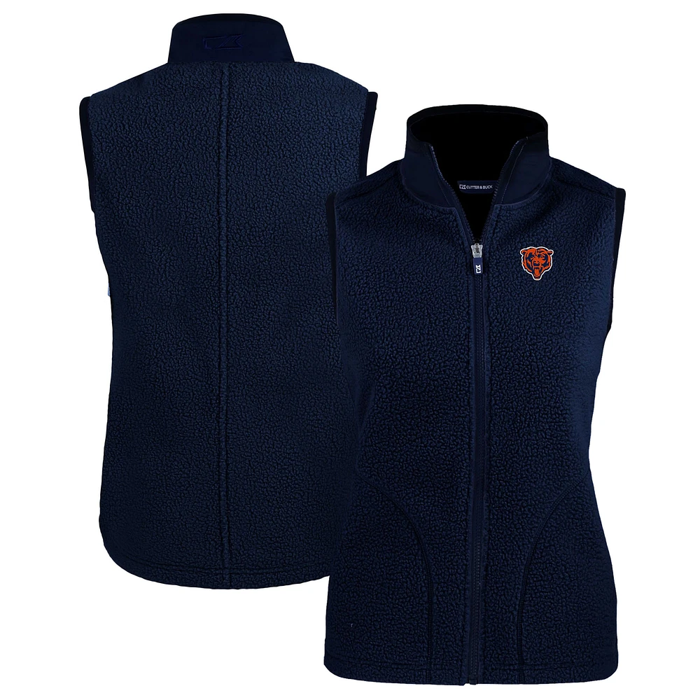 Women's Cutter & Buck Navy Chicago Bears Throwback Cascade Eco Sherpa Fleece Vest