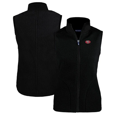 Women's Cutter & Buck Black San Francisco 49ers Throwback Cascade Eco Sherpa Fleece Vest
