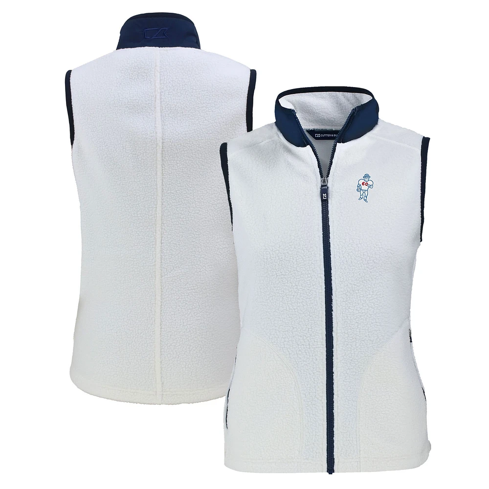 Women's Cutter & Buck Oatmeal Houston Oilers Throwback Cascade Eco Sherpa Fleece Vest