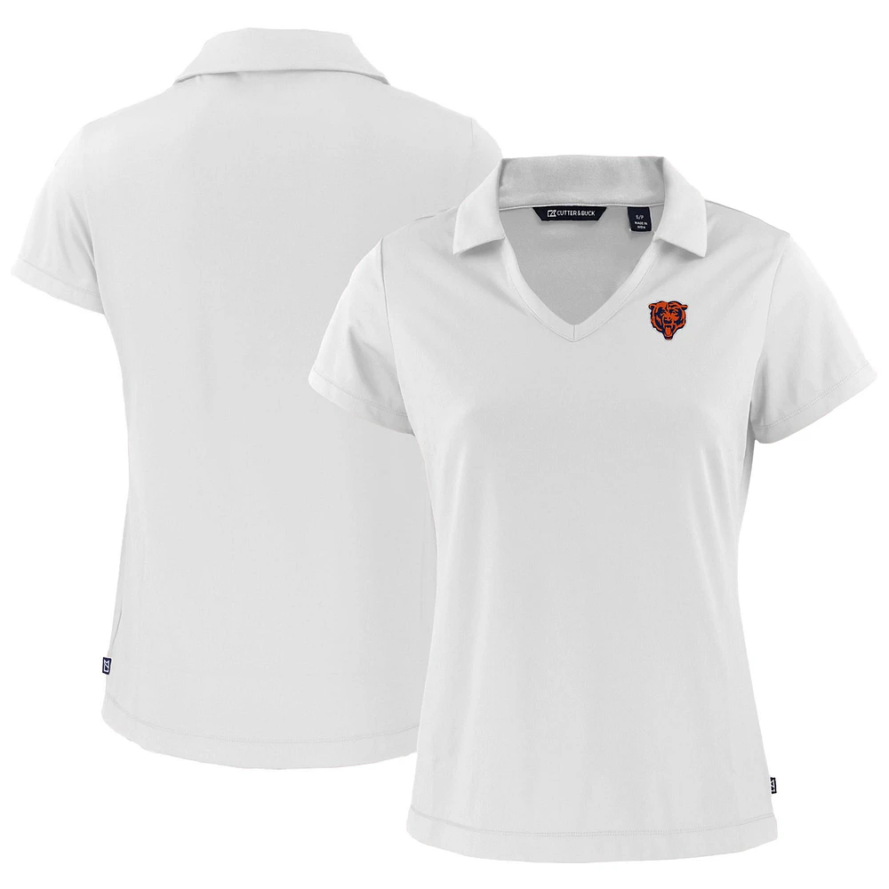 Women's Cutter & Buck White Chicago Bears Throwback Daybreak Eco Recycled V-Neck Polo