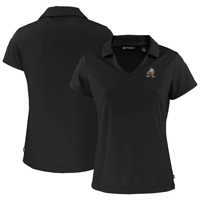 Women's Cutter & Buck Black Cleveland Browns Throwback Daybreak Eco Recycled V-Neck Polo