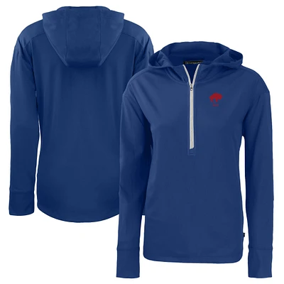 Women's Cutter & Buck Royal Buffalo Bills Throwback Daybreak Eco Recycled Half-Zip Hoodie