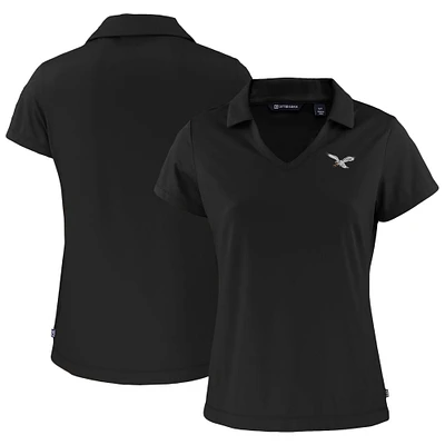 Women's Cutter & Buck Black Philadelphia Eagles Throwback Daybreak Eco Recycled V-Neck Polo