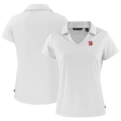 Women's Cutter & Buck White Tampa Bay Buccaneers Throwback Daybreak Eco Recycled V-Neck Polo