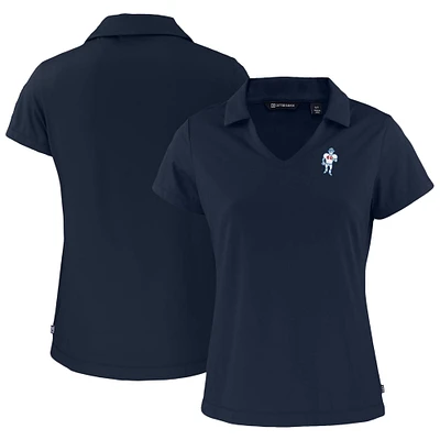 Women's Cutter & Buck Navy Houston Oilers Throwback Daybreak Eco Recycled V-Neck Polo