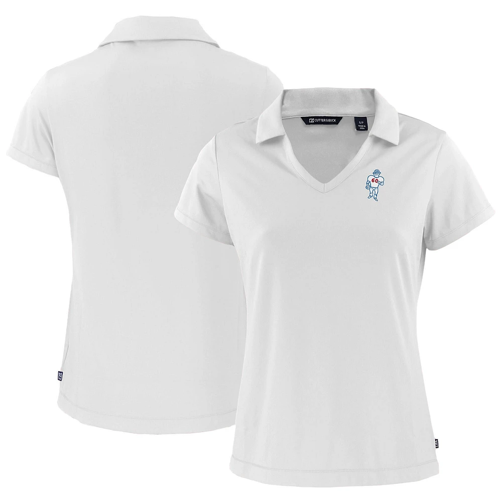 Women's Cutter & Buck White Houston Oilers Throwback Daybreak Eco Recycled V-Neck Polo