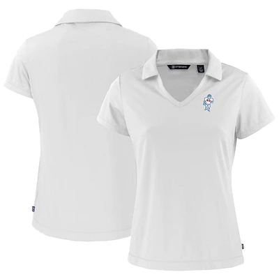 Women's Cutter & Buck White Houston Oilers Throwback Daybreak Eco Recycled V-Neck Polo