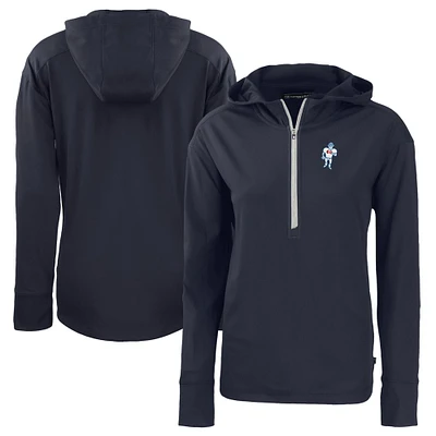 Women's Cutter & Buck Navy Houston Oilers Throwback Daybreak Eco Recycled Half-Zip Hoodie
