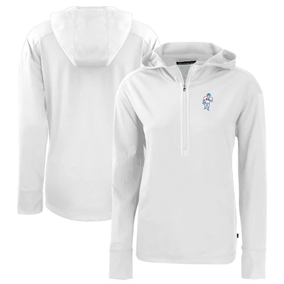Women's Cutter & Buck White Houston Oilers Throwback Daybreak Eco Recycled Half-Zip Hoodie