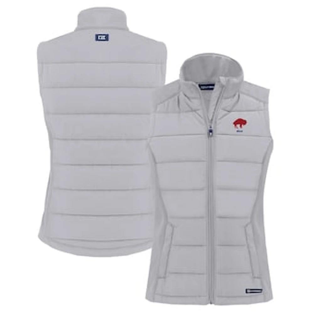 Women's Cutter & Buck Gray Buffalo Bills Throwback Evoke Hybrid Eco Softshell Recycled Full-Zip Vest