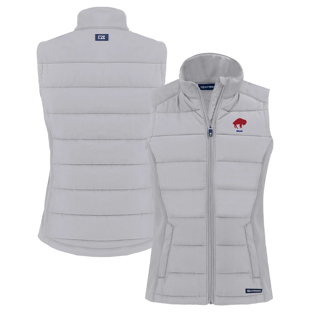 Women's Cutter & Buck Gray Buffalo Bills Throwback Evoke Hybrid Eco Softshell Recycled Full-Zip Vest