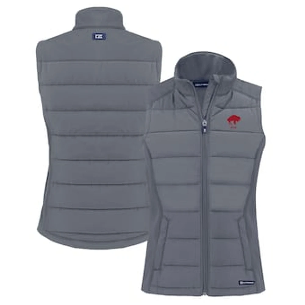 Women's Cutter & Buck Gray Buffalo Bills Throwback Evoke Hybrid Eco Softshell Recycled Full-Zip Vest