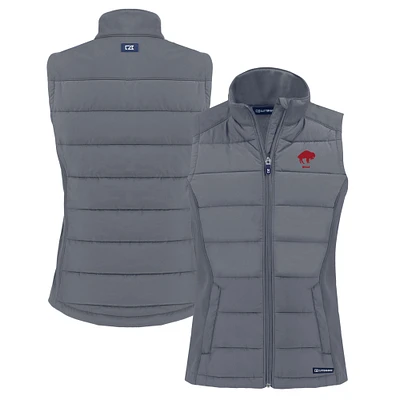 Women's Cutter & Buck Gray Buffalo Bills Throwback Evoke Hybrid Eco Softshell Recycled Full-Zip Vest
