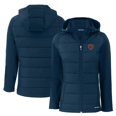 Women's Cutter & Buck Navy Chicago Bears Throwback Evoke Hybrid Eco Softshell Recycled Full-Zip Hoodie Jacket