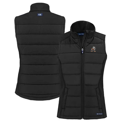 Women's Cutter & Buck Cleveland Browns Throwback Evoke Hybrid Eco Softshell Recycled Full-Zip Vest