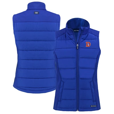 Women's Cutter & Buck Royal Denver Broncos Throwback Evoke Hybrid Eco Softshell Recycled Full-Zip Vest