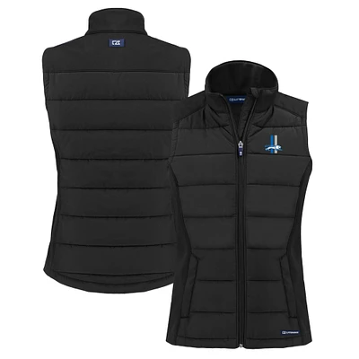 Women's Cutter & Buck Detroit Lions Throwback Evoke Hybrid Eco Softshell Recycled Full-Zip Vest
