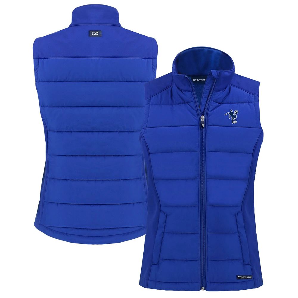Women's Cutter & Buck Royal Indianapolis Colts Throwback Evoke Hybrid Eco Softshell Recycled Full-Zip Vest