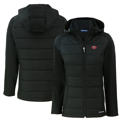 Women's Cutter & Buck San Francisco 49ers Throwback Evoke Hybrid Eco Softshell Recycled Full-Zip Hoodie Jacket