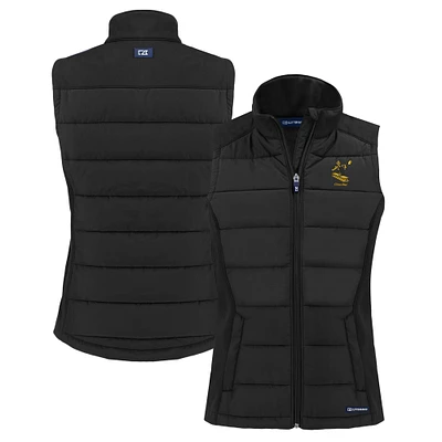Women's Cutter & Buck  Black Pittsburgh Steelers Throwback Evoke Hybrid Eco Softshell Recycled Full-Zip Vest