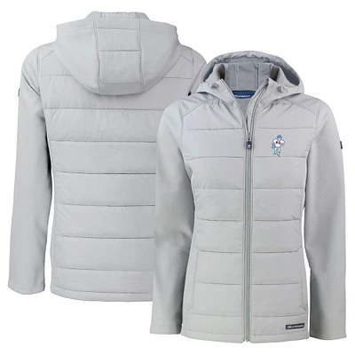 Women's Cutter & Buck Gray Houston Oilers Throwback Evoke Hybrid Eco Softshell Recycled Full-Zip Hoodie Jacket