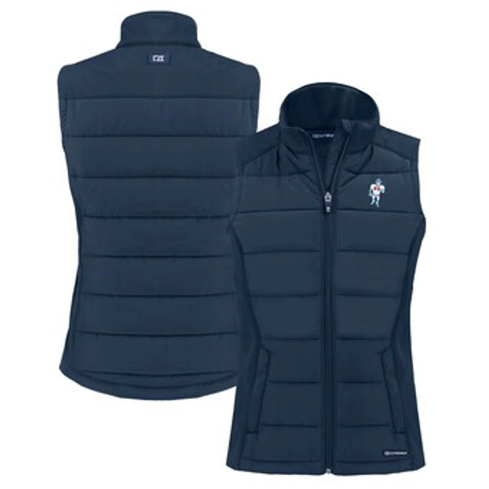 Women's Cutter & Buck Navy Houston Oilers Throwback Evoke Hybrid Eco Softshell Recycled Full-Zip Vest