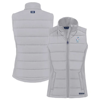 Women's Cutter & Buck Gray Tennessee Titans Throwback Evoke Hybrid Eco Softshell Recycled Full-Zip Vest